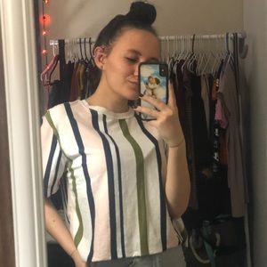 multicolored stripped crop top